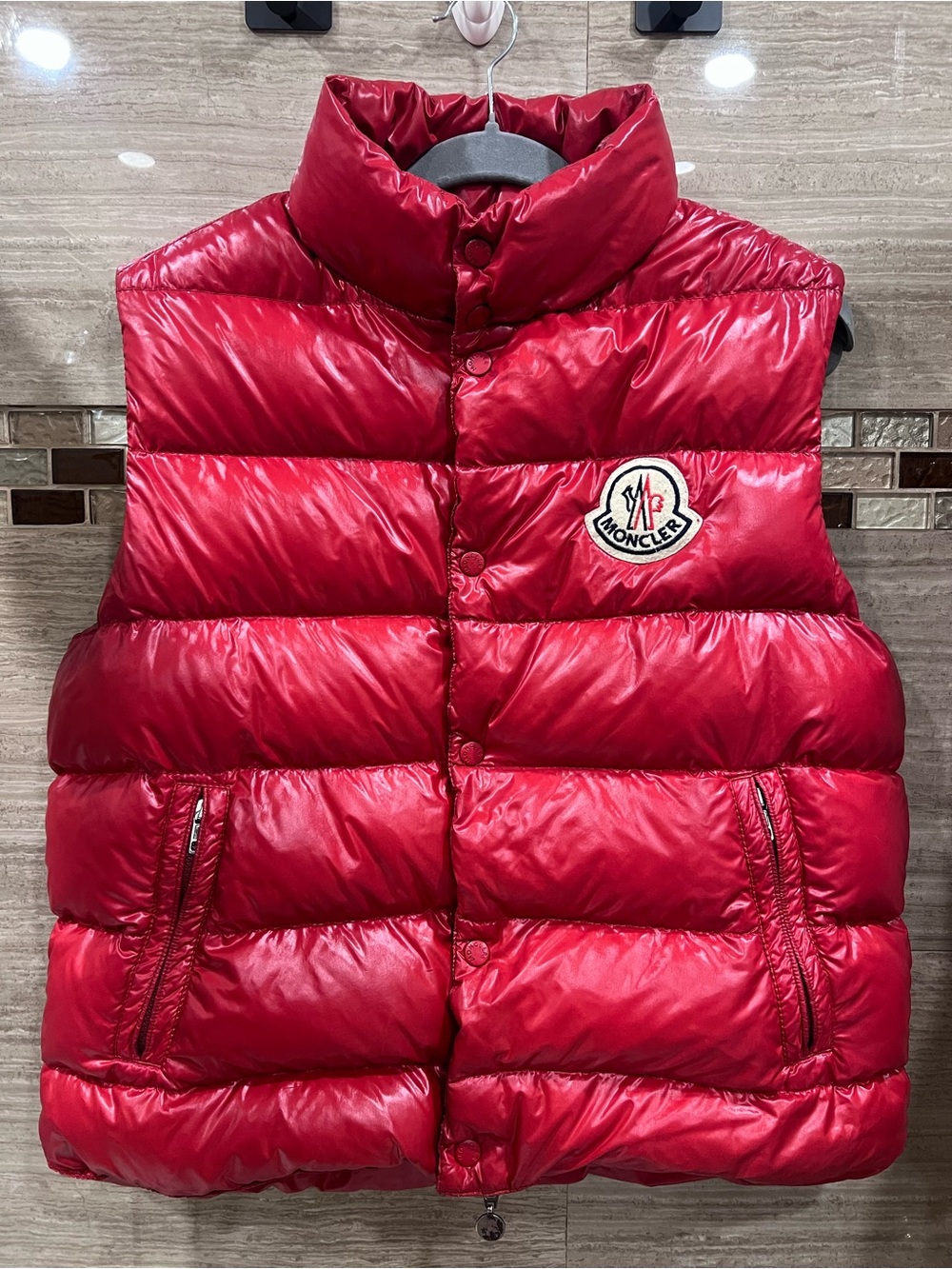 Moncler Red Quilted Down Puffer Vest - Men's 5 XXL